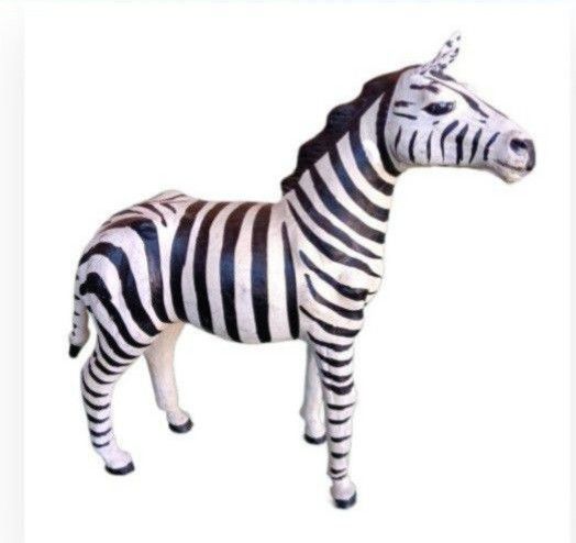 Statue of ZEBRA in Leather 16" from Africa, unique piece!