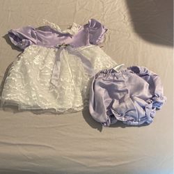 Purple And White 0-3 M Dress