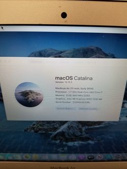 2014 Apple MacBook Air 11.6" i7 8GB RAM 256GB SSD Webcam WiFi Bluetooth macOS Catalina