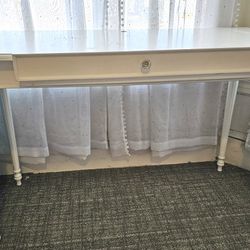 Vintage White Wooden Desk/Table With Slide out  Drawer