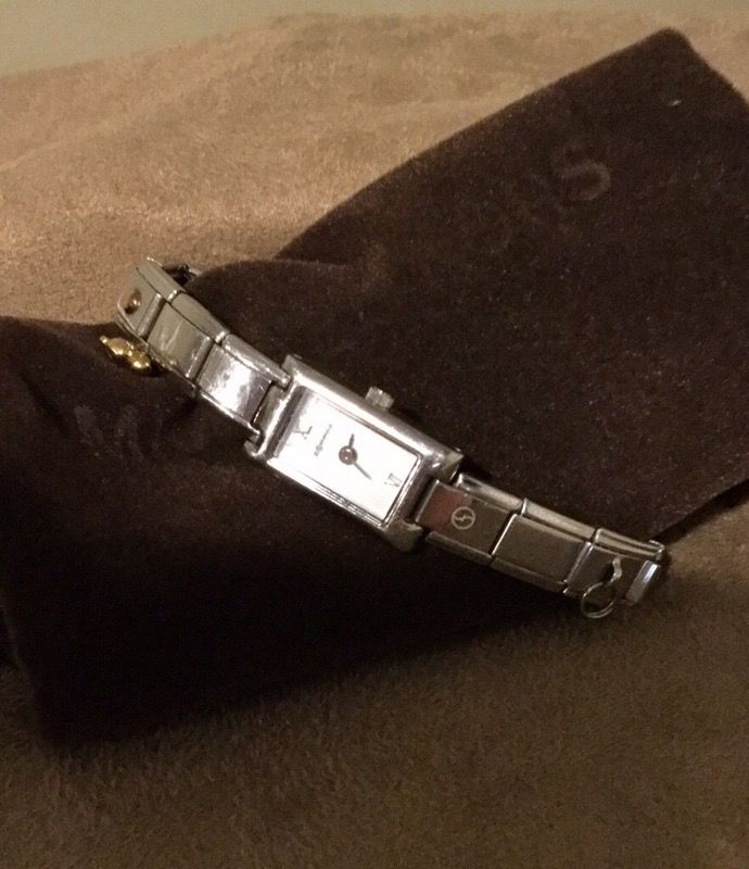 VINTAGE ZOPPINI ITALIAN CHARM BRACELET WATCH STAINLESS STEEL- 12 CHARMS