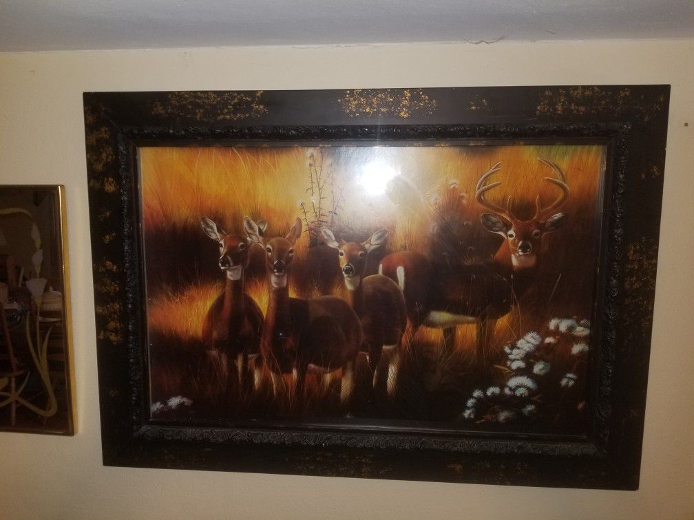 Framed Deer Painting/Picture