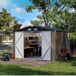 7.6’x9.7’ Outdoor Storage Shed with Base, Outdoor Tool Storage Shed, Outside Lawn Mower Storage, Garden Metal Shed for Bike,Sheds & Outdoor Storage wi