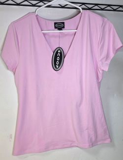Scoop Orchid Rose V-neck Contour Top Womens Large(12-14)