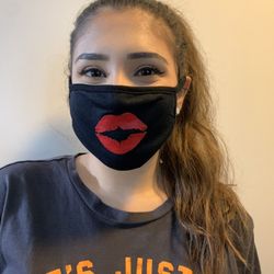 Red Lips And Dog Paw Face Mask 2 Pieces