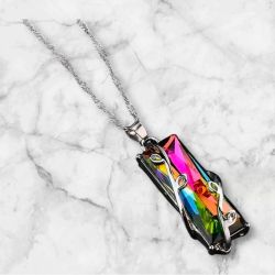 Multi Colored Square Stone Necklace 