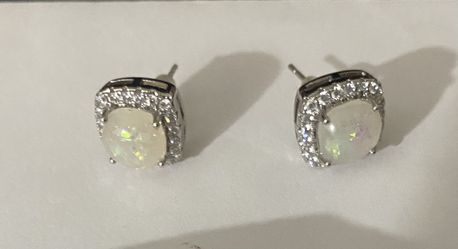 Cubic Zirconia & Faux opal stud earrings