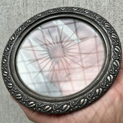 Vintage Webster Sterling Silver & Crystal Coaster – Starburst Cut – 5.25”