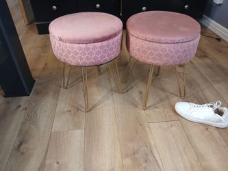 2 pink small chairs/ ottomans