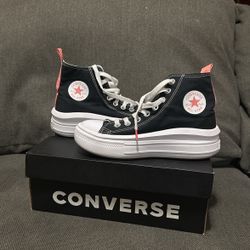 Black and White Converse With Pink Size 4Y
