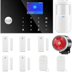 Home Security System, 4G/3G GSM Alarm System for House, Wireless Burglar Alarm 10 Piece kit with LED Screen, Pet Immune Detector, Door Sensor, SMS/Cal