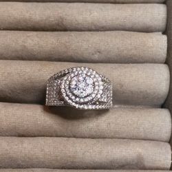 St.Silver Ring W/Stones-Sz 10-8.97 Grams 