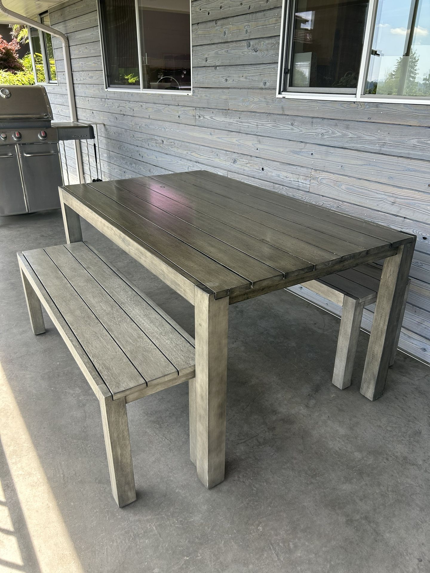 Modern Outdoor Dining Table and Bench Set