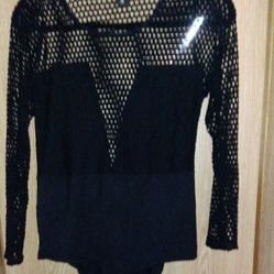 Plus Size Net Bodysuit Blouse 