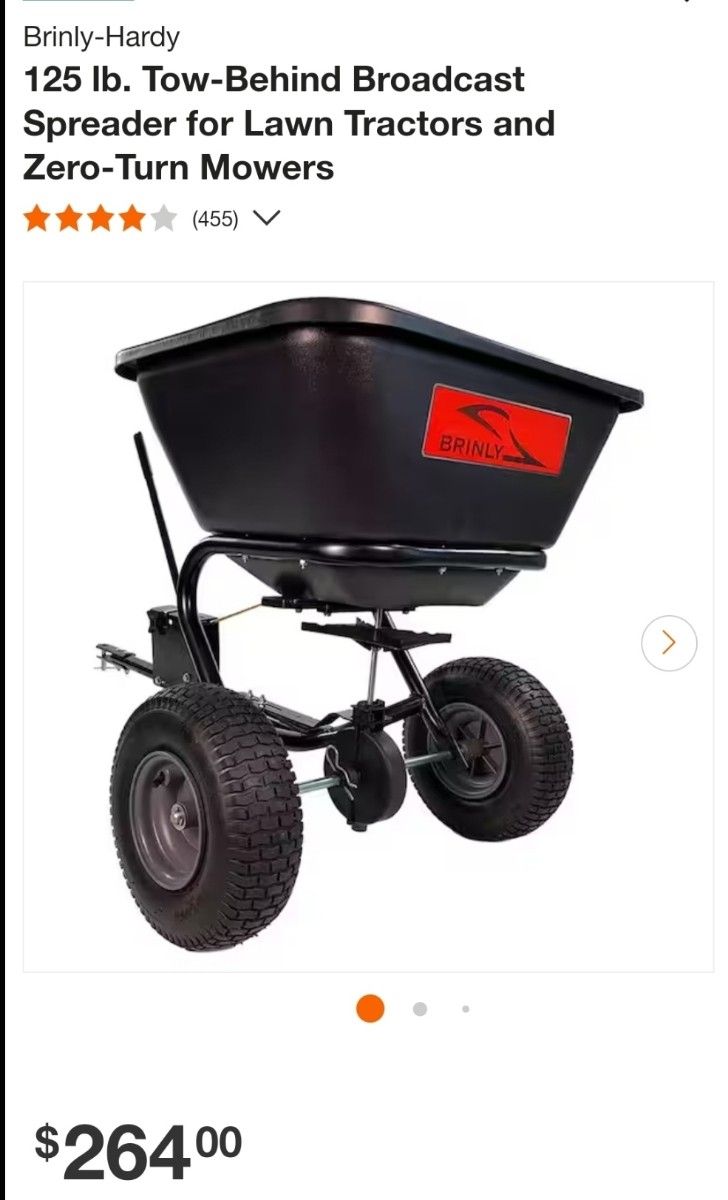 Brinly-Hardy 125 lb. Tow-Behind Broadcast Spreader for Lawn Tractors and Zero-Turn Mowers $190