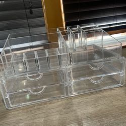 Two Stackable Acrylic Makeup Organizers