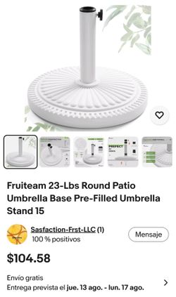 FRUITEAM Base redonda para sombrilla de patio de 23 libras, soporte para sombrilla prellenado de 15", con patrón de girasol, base resistente para somb