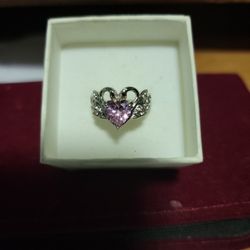Size 7 Pink Topaz Princess Ring Sterling Silver 