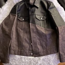 Bottega Veneta Men’s Leather /denim Jacket Size 48