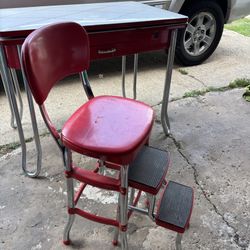 Retro 1950s Red Step Stool Chair 