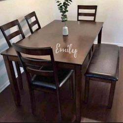 Dining Table  Set ( Table + 4 Chairs  + Bench)