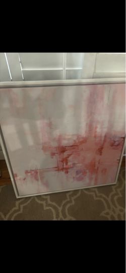 26 by 26 white and pink canvas wall art