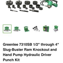 Green Lee 7310sb 1/2 Through “4 Slug Buster ram Knock Out And Hand Hydraulic Driver Punch Kit 