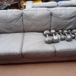 2 Gray Leather Couches Need To Get Them Out Of The Sun