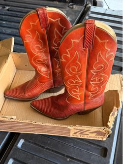 Siete Leguas Red Lizard Print Western Cowboy Boots Men’s Size 8 EE