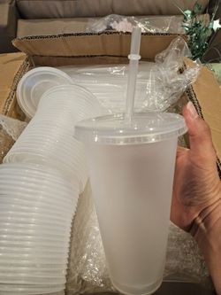 Box Of New Frosted Reusable Cups