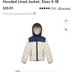 Sherpa Fleece Hooded Lined Jacket Size (L) (New)