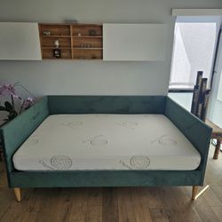 Designer Green Velvet Sofa Daybed 