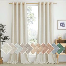 Linen Textured Curtains, 55"x 84", Natural