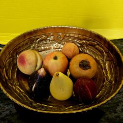 6 pc Antique Handpainted Italian Alabaster Fruit Set 