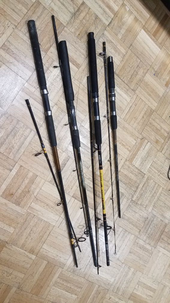 4 Fishing Rods- 2 Ugly Stiks, Daiwa Eliminator, Fish Bonz