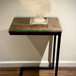 Two C-Shaped Side Table with Glass Top