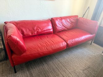 Red Leather Couch 80” long