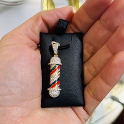 14k Diamond Barber Pole Charm 