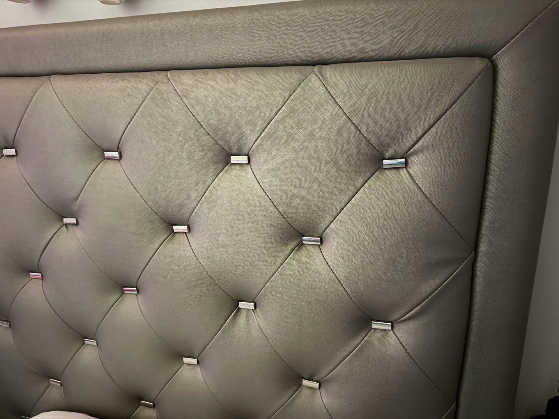 Queen upholstered queen bed frame and headboard
