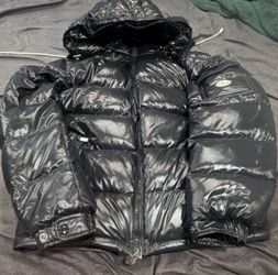Moncler Maya Black Glossy Hooded Down Puffer Jacket Size 2 NFC Authenticated shipping available
