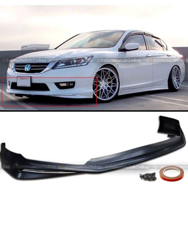 For 13-15 Honda Accord 4Dr JDM MD Style Front Bumper Lip Spoiler Chrome Molding