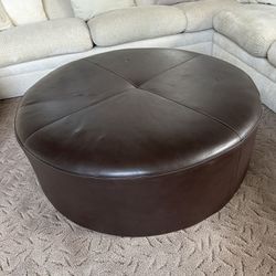 Faux Leather Brown Ottoman 43”