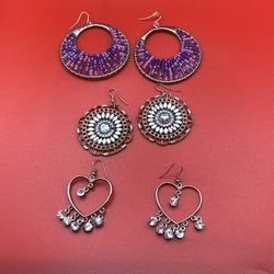 Earrings/3 Pairs 
