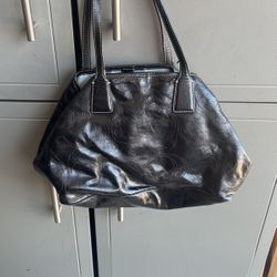 black leather coach purse