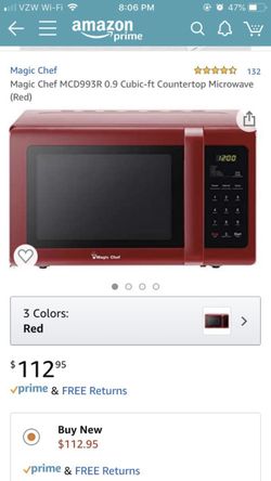 Magic Chef 0.9 cu ft 900w red microwave NEW