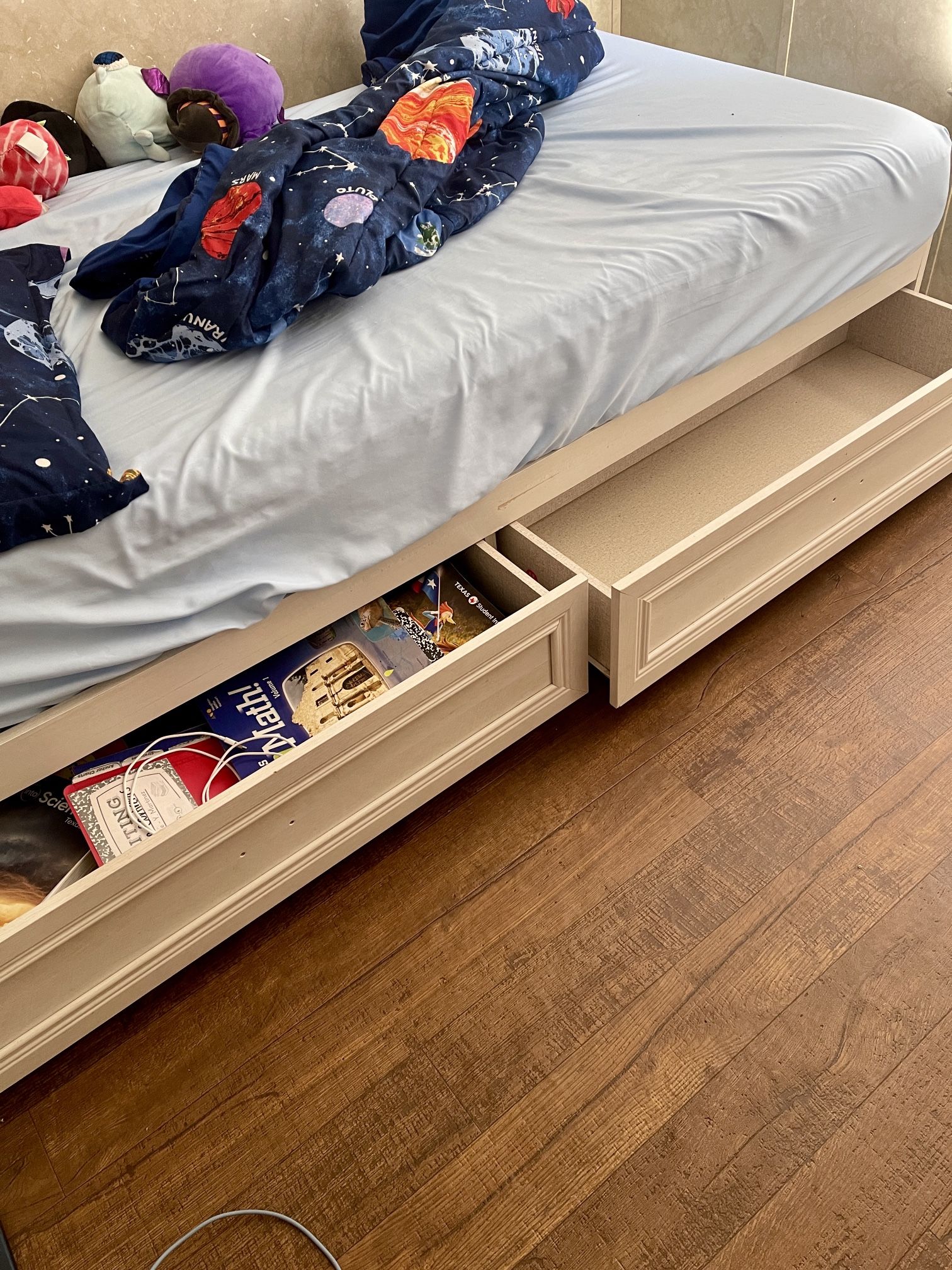 White Twin Size Bed Frame With Drawers