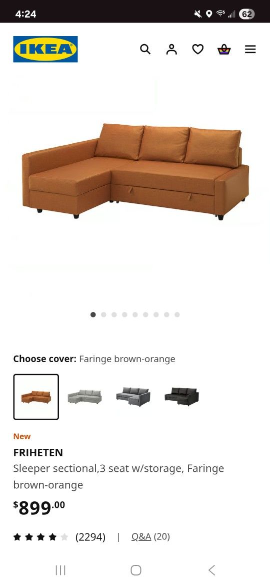 Pullout Couch - FRIHETEN sleeper sectional