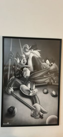 Vintage Looney Tunes Pool Table Poster