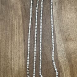 GUU 925 Silver Necklaces 16"+18" Set | 18K Gold Plated CZ Bling – $100 OBO (QUICK SALE!)  