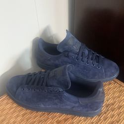 Mens 10.5 Adidas Stan Smith Night Indigo Blue Suede Leather Shoes Sneaker S75107